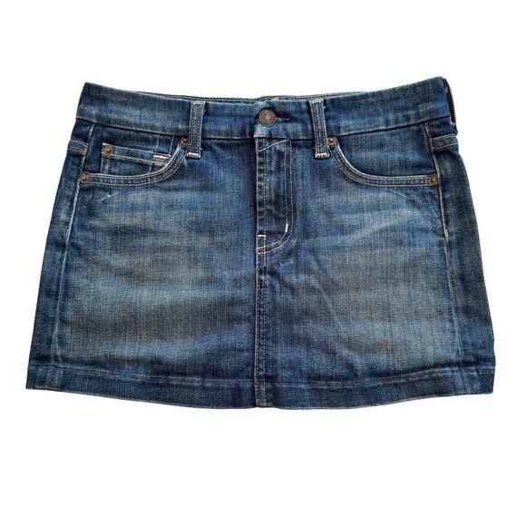 7 For All Mankind Medium Wash Y2K A-Pocket Denim Mini Skirt 25 - Picture 1 of 11